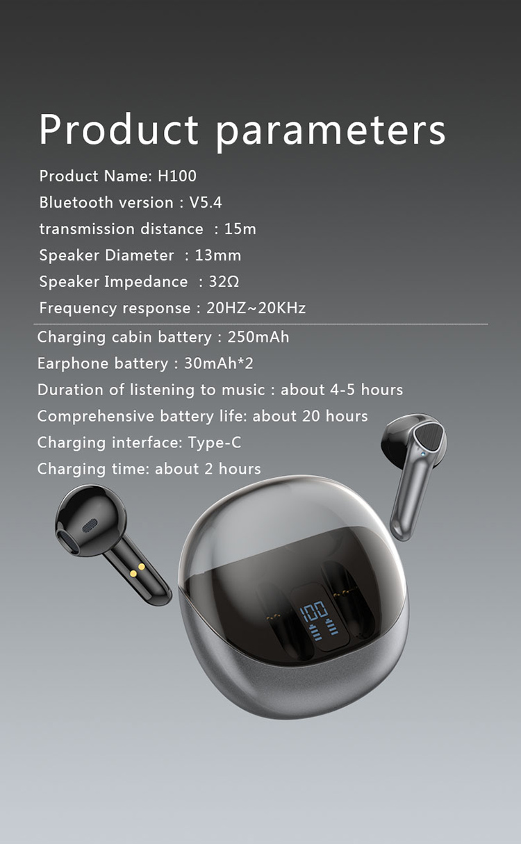 H100 earphone ,H100 wireless earphones, earplugs with led display, H100 gaming earplugs, in-ear earbuds, H100 earbuds ,H100 Headset